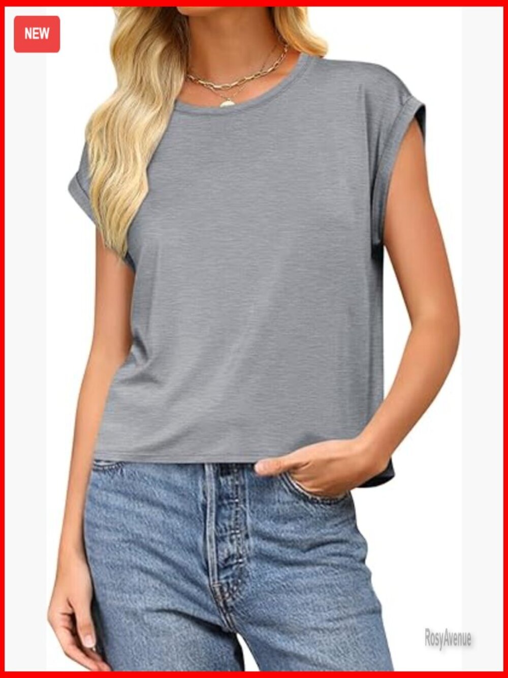 Crewneck Cap Sleeve T-Shirt Loose Fit Summer Top